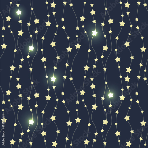 Star seamless pattern. Abstract garland of stars. Minimalistic simple seamless background. Vector illustration.
