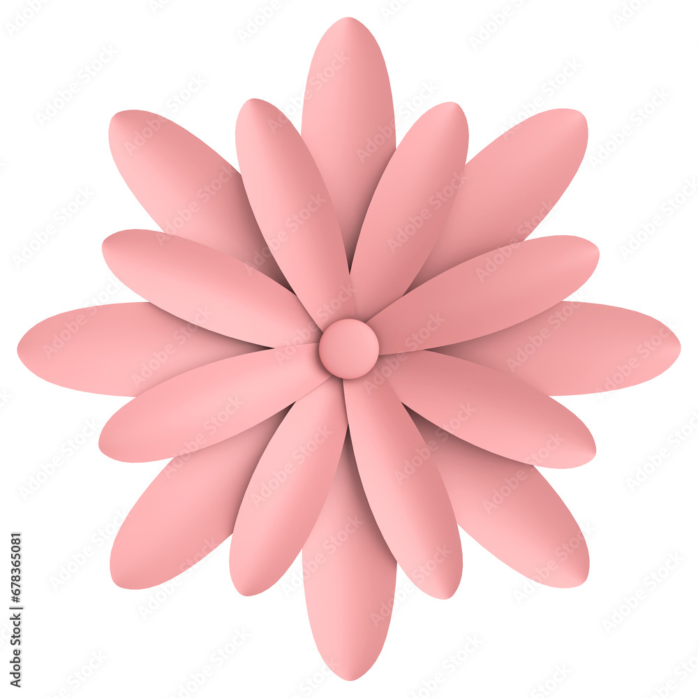 Fototapeta premium 3D paper flower. Pastel flower. 3D illustration.
