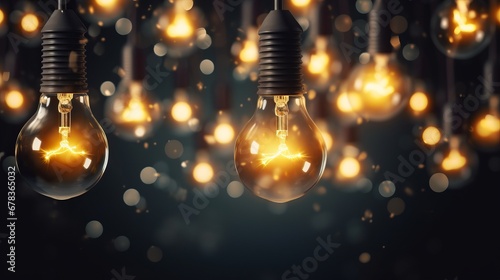 A bunch of light bulbs hanging from a wire