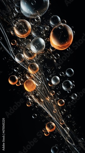 A bunch of bubbles floating in the air