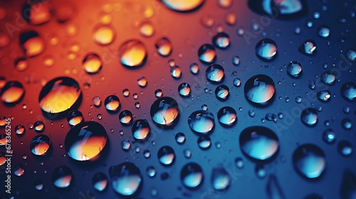 Drops of water on a rainbow colored surface