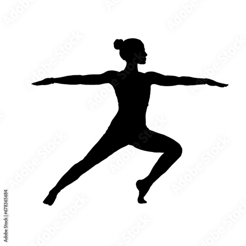 Silhouette of a meditating woman, woman practicing yoga - vector illustration