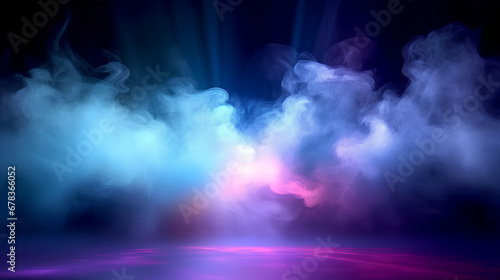 A scene with laser lights and holographic beams.