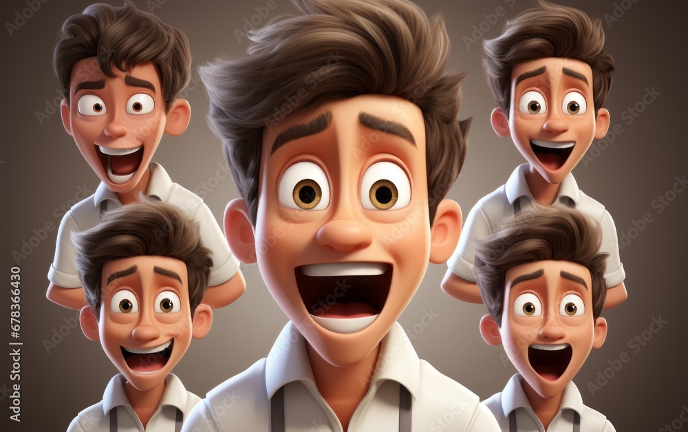 cartoon 3d characters wonder face expression cartoon 3d characters wonder face expression