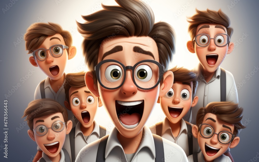 cartoon 3d characters wonder face expression cartoon 3d characters wonder face expression