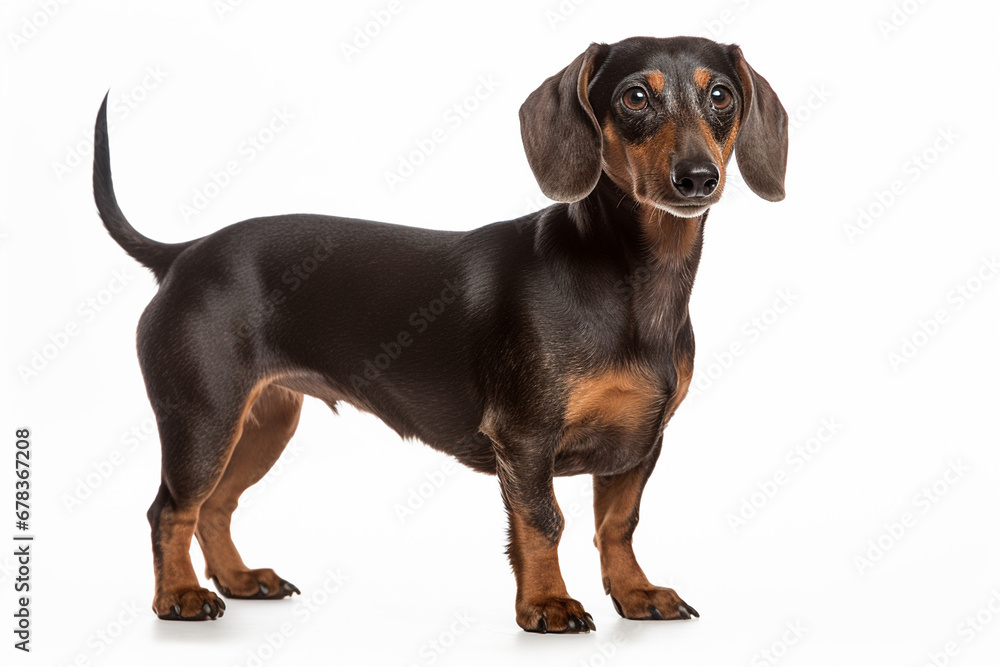 photo with white background of a dachshund breed dog photo with white background of a dachshund breed dog