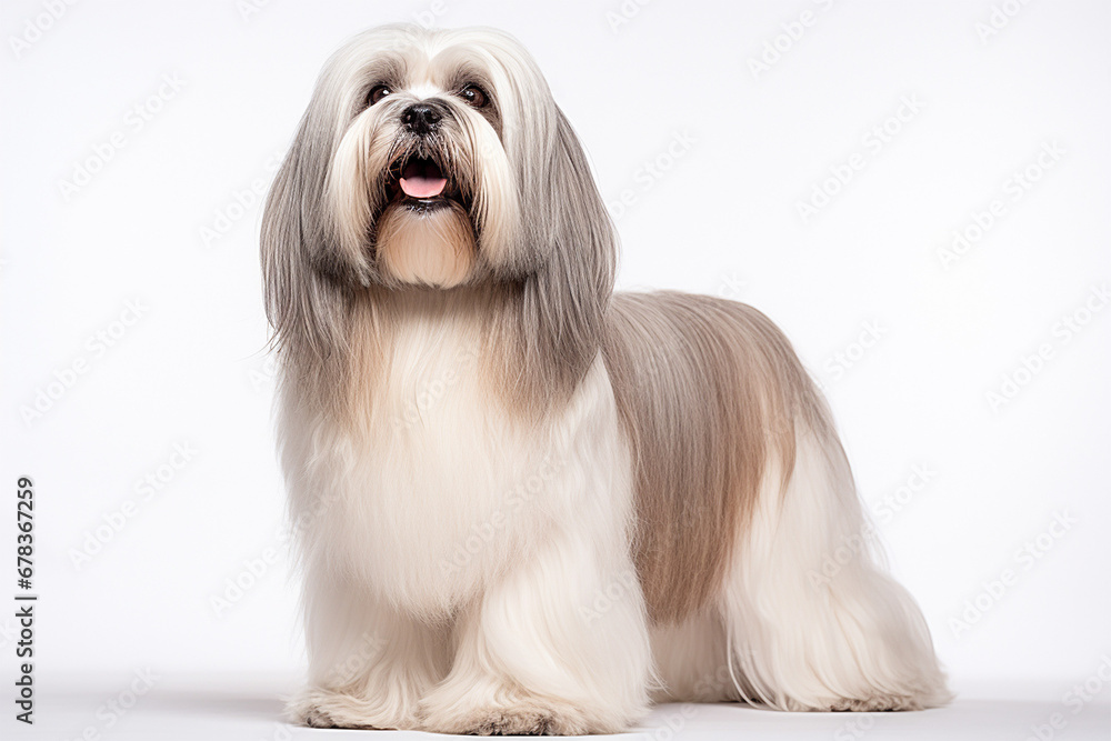 photo with white background of a Lhasa Apso dog photo with white background of a Lhasa Apso dog