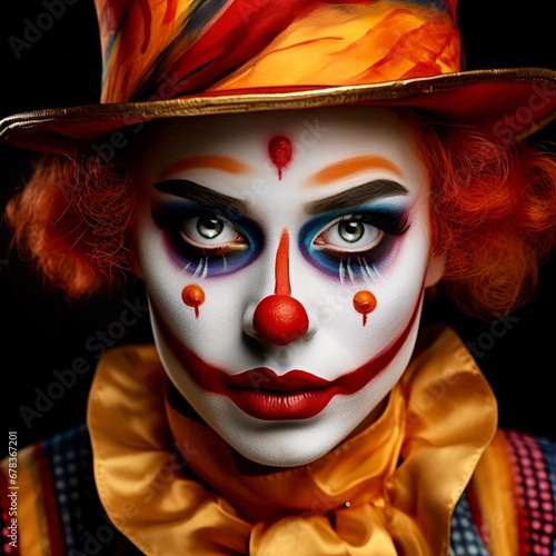 portrait of a clown with bright makeup  © Marina
