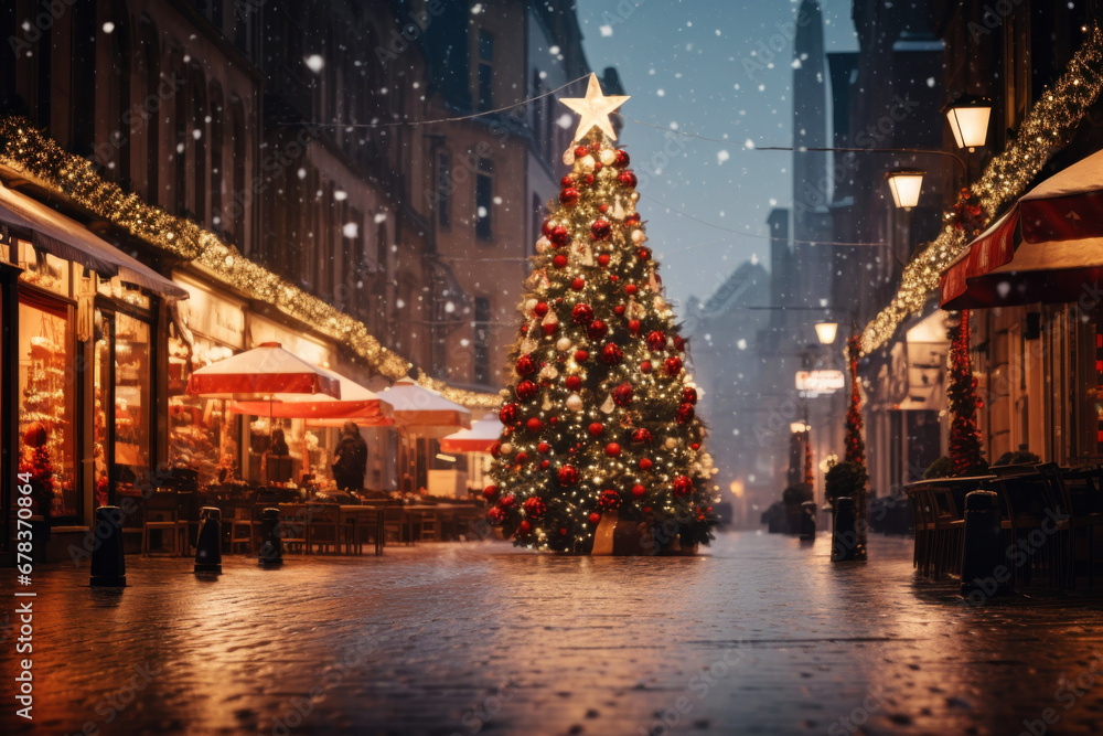 Christmas lights and Christmas decorations on the streets