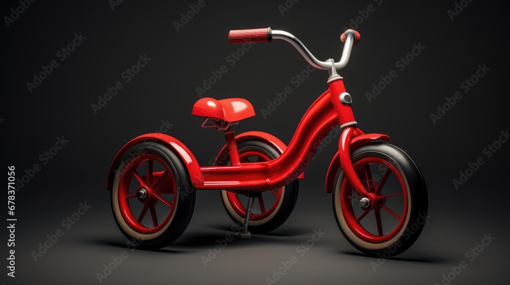 Little ones' first ride: A vibrant red kids' tricycle, symbolizing joy and the beginning of adventurous journeys. Little ones' first ride: A vibrant red kids' tricycle, symbolizing joy and the beginning of adventurous journeys.