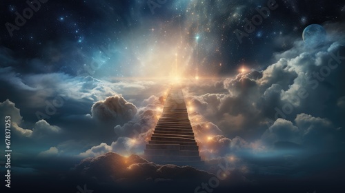 The celestial ladder: A symbolic journey to the sky, representing aspirations, success, and the pursuit of dreams."