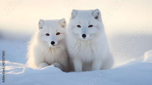 Two Snow Foxes