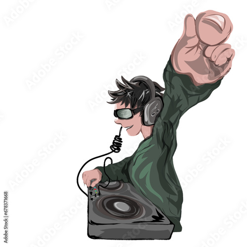 icon of a male DJ performing on stage, without a background