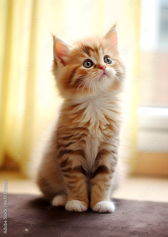 Fototapeta premium Adorable Orange Longhair Striped Kitten