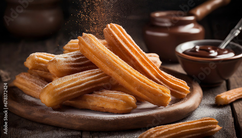 Falling Churros with a side of Chocolate photo