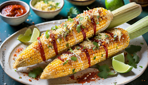 Mexican street corn, Elote. Mexican food photo