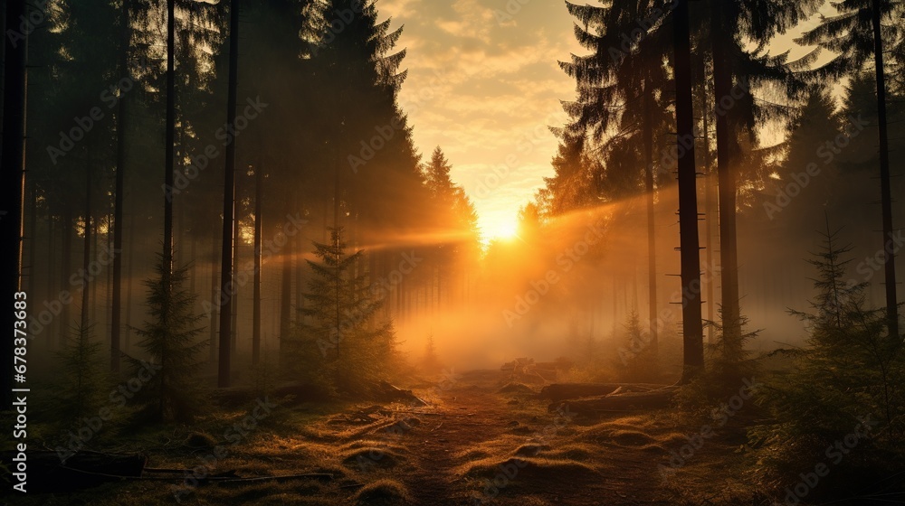 Sunrise in the Foggy Forest
Sunrise in the Foggy Forest
