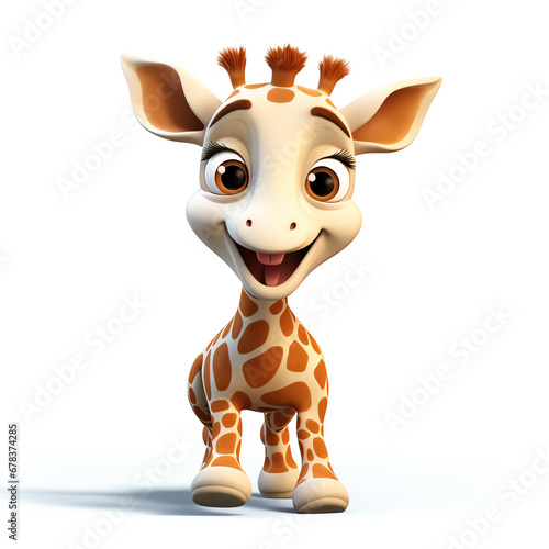 baby giraffe cartoon  AI generated