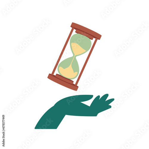 Hand holding a sand watch icon Vector