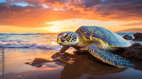  Encountering a solitary Honu (Hawaiian Green Sea Turtle) in the midst of crystal-clear turquoise waters off Maui was a tranquil experience.