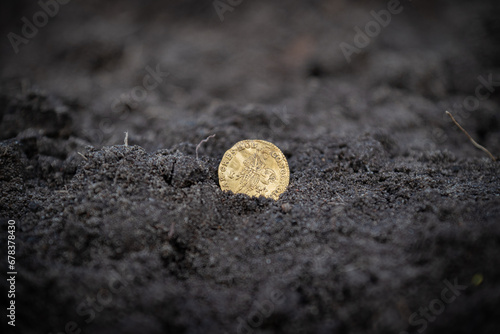 Obraz na płótnie Coin Netherlands 1 ducat 1741 w salonie
