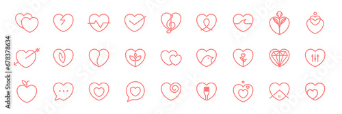 love heart with kind of hobbies favorite line style simple modern icon set collection sign symbol logo design vector illustration © devastudios