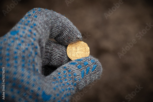 Obraz na płótnie Coin Netherlands 1 ducat 1741 w salonie