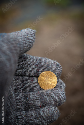 Obraz na płótnie Coin Netherlands 1 ducat 1741 w salonie