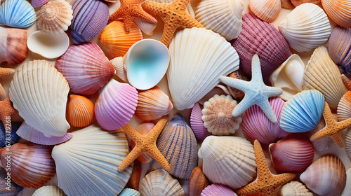 Colorful seashells AI generative 