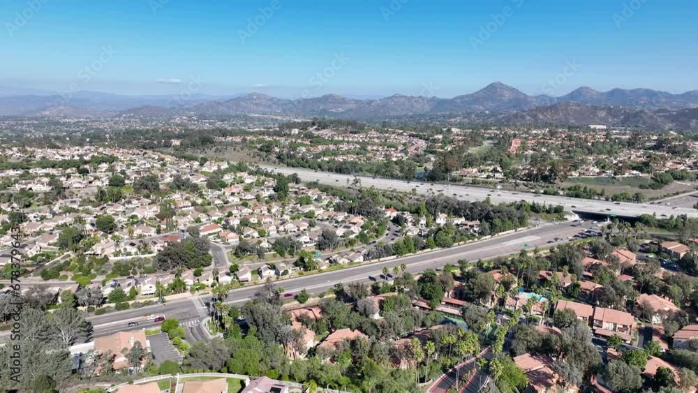 Aerial view of residential neighborhood in Rancho Bernardo, San Diego County, California. USA. Aerial view of residential neighborhood in Rancho Bernardo, San Diego County, California. USA.