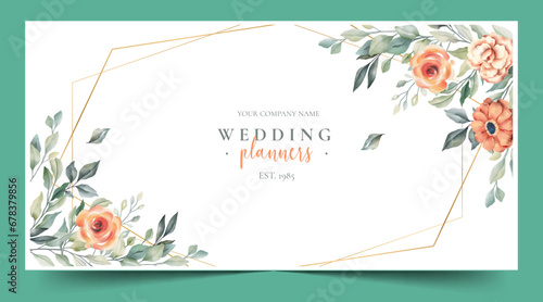 wedding planner floral banner with logotype design vector illustration