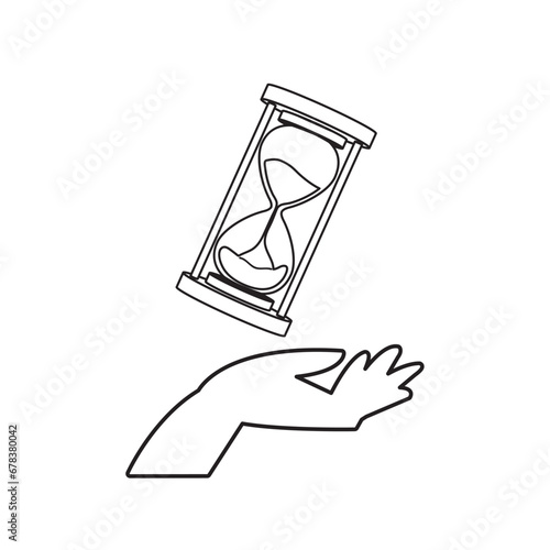 Hand holding a sand watch icon Vector