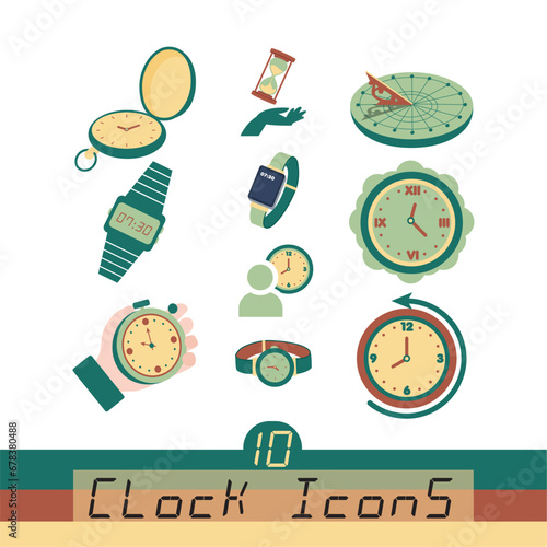 Set of different clock icons Vector