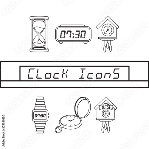 Set of different clock icons Vector