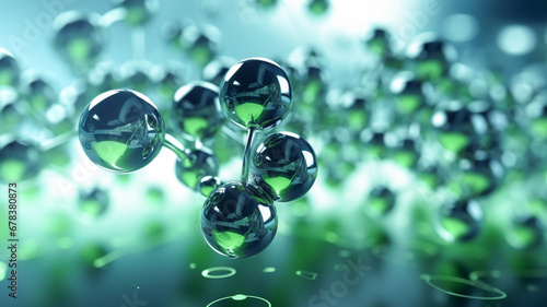 Green Hydrogen H2 gas molecule. Sustainable alternative clean hydrogen H2 eco energy, the fuel of th future industry. 
