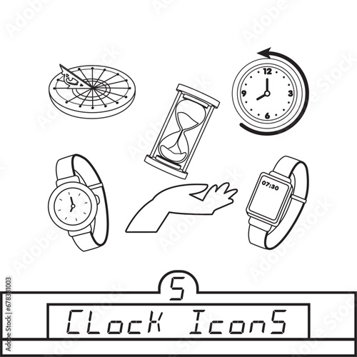 Set of different clock icons Vector