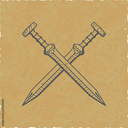 Square Parchment with Crossed Gladiuses
