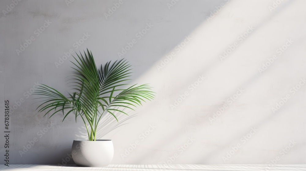 empty space for text against a concrete wall, an element of nature with palm foliage casting a soft shadow, embodying the essence of minimalism. empty space for text against a concrete wall, an element of nature with palm foliage casting a soft shadow, embodying the essence of minimalism.