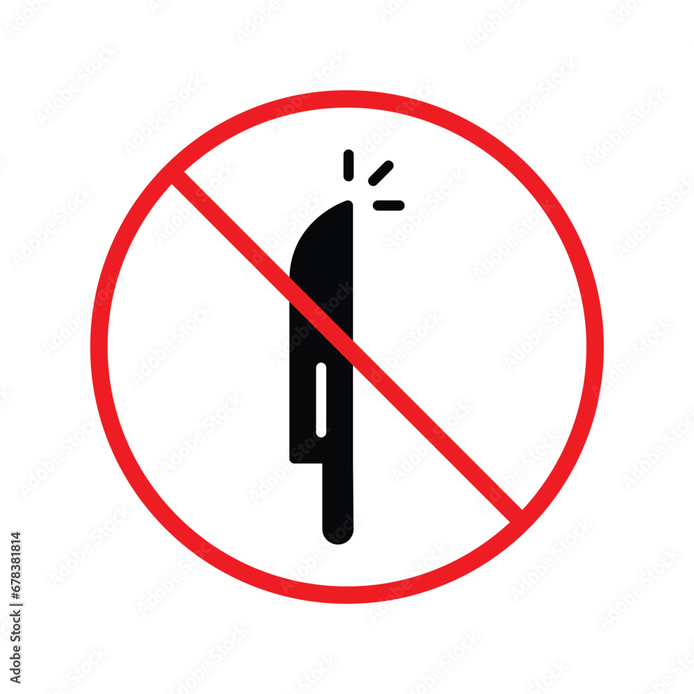 Forbidden knife Prohibited Warning, caution, attention, restriction label danger. DO not use Knife vector icon. Knife flat sign design. No Knife symbol pictogram UX UI Forbidden knife Prohibited Warning, caution, attention, restriction label danger. DO not use Knife vector icon. Knife flat sign design. No Knife symbol pictogram UX UI