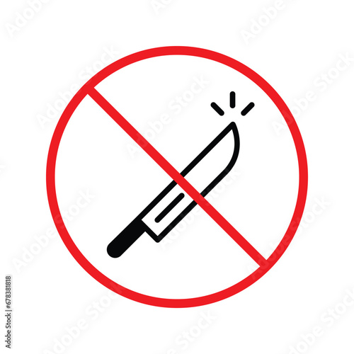 Forbidden knife Prohibited Warning, caution, attention, restriction label danger. DO not use Knife vector icon. Knife flat sign design. No Knife symbol pictogram UX UI