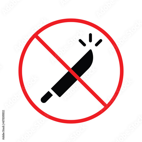Forbidden knife Prohibited Warning, caution, attention, restriction label danger. DO not use Knife vector icon. Knife flat sign design. No Knife symbol pictogram UX UI