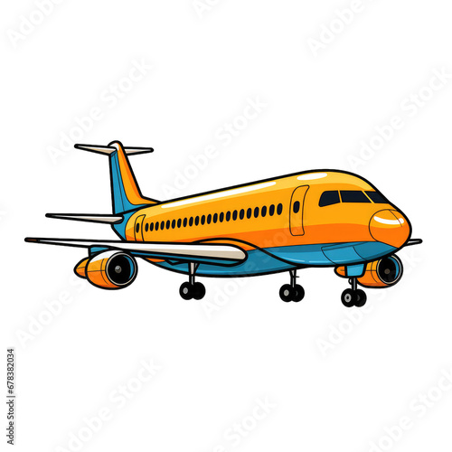 mondern airplane aircraft . Clipart PNG image . Transparent background . Cartoon vector style . Generative AI 