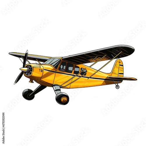 propeller airplane aircraft . Clipart PNG image . Transparent background . Cartoon vector style . Generative AI 