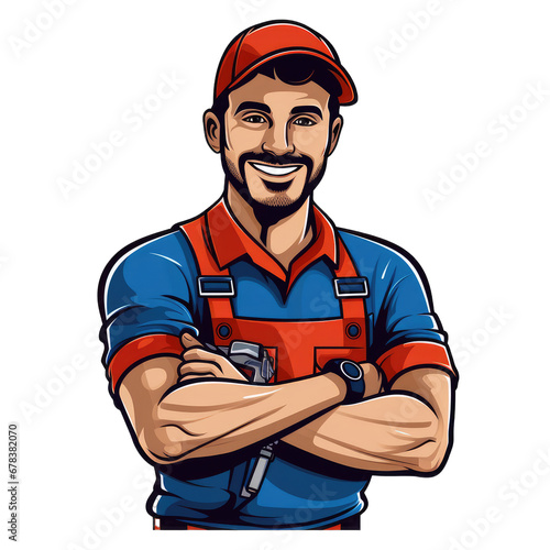 plumber . Clipart PNG image . Transparent background . Cartoon vector style . Generative AI 