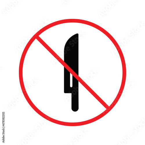 Forbidden knife Prohibited Warning, caution, attention, restriction label danger. DO not use Knife vector icon. Knife flat sign design. No Knife symbol pictogram UX UI