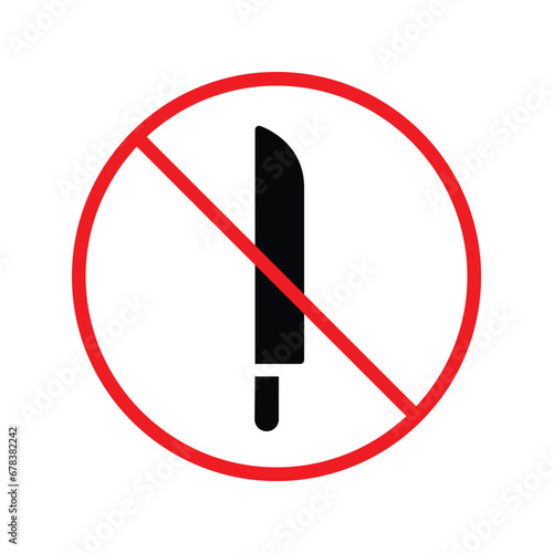 Forbidden knife Prohibited Warning, caution, attention, restriction label danger. DO not use Knife vector icon. Knife flat sign design. No Knife symbol pictogram UX UI