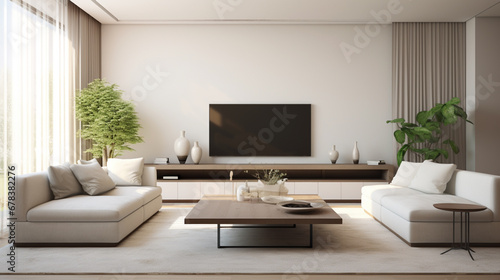 Modern living room in Luxury, Living Room, Home Interior, Indoors, Modern. generative ai