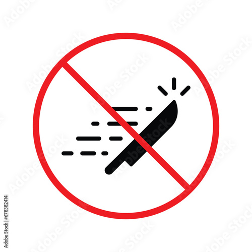 Forbidden knife Prohibited Warning, caution, attention, restriction label danger. DO not use Knife vector icon. Knife flat sign design. No Knife symbol pictogram UX UI