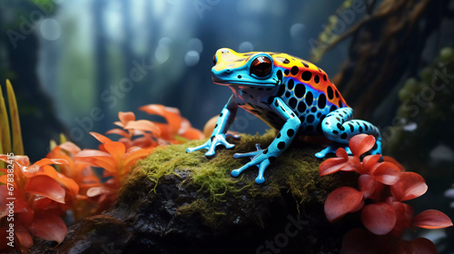 A colorful rainforest poison dart frog photo