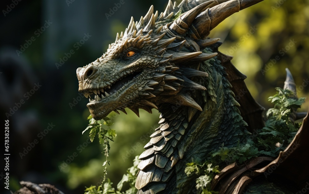 Green dragon in the forest, symbol of the year 2024, AI Green dragon in the forest, symbol of the year 2024, AI